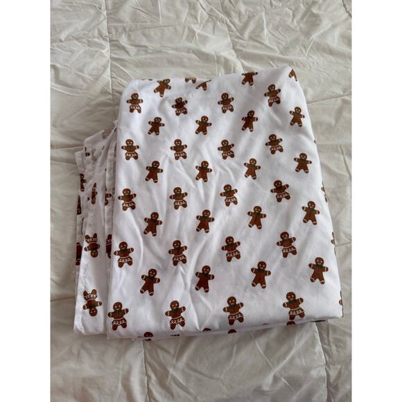 Holiday Gingerbread Flat Sheet Cute Christmas Bedding King Size Bed - Picture 4 of 6